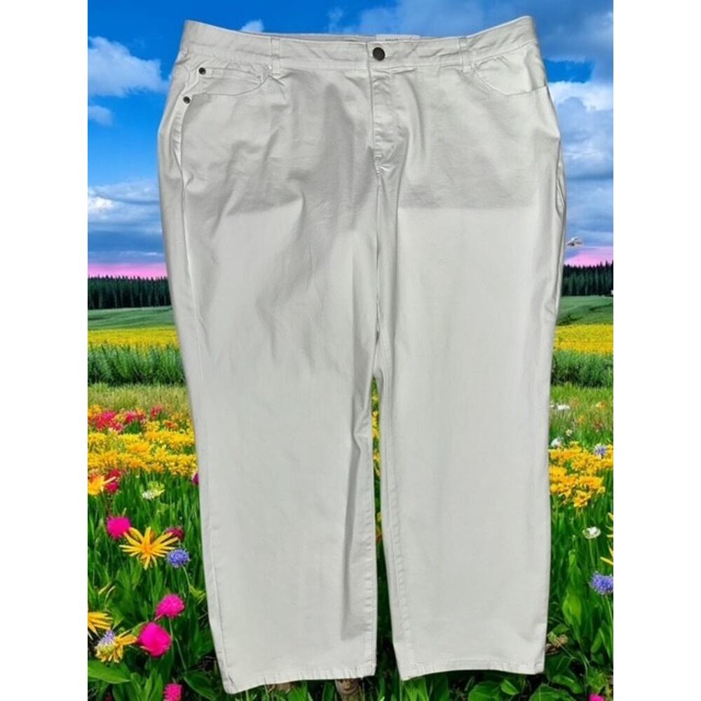 Westbound Woman 24W S Pants White Formula Fit Mid Rise Straight Tummy Panel Jean - Picture 2 of 6